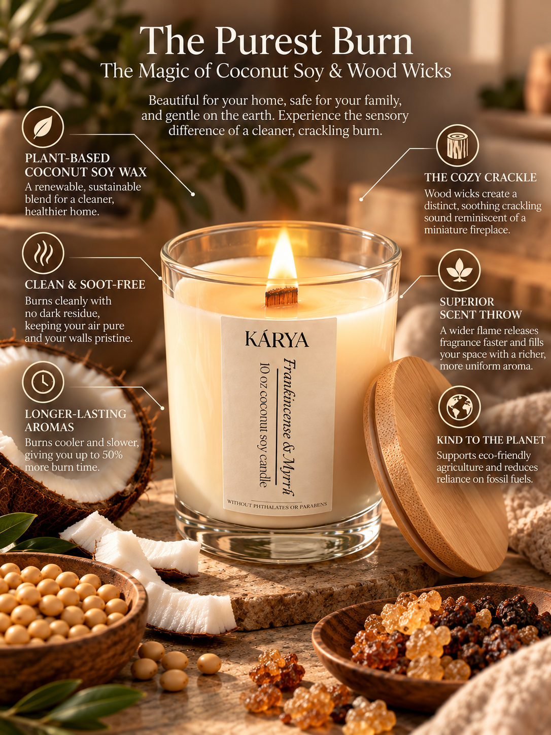 Coconut Soy Candle FRANKINCENSE & MYRRH 10oz