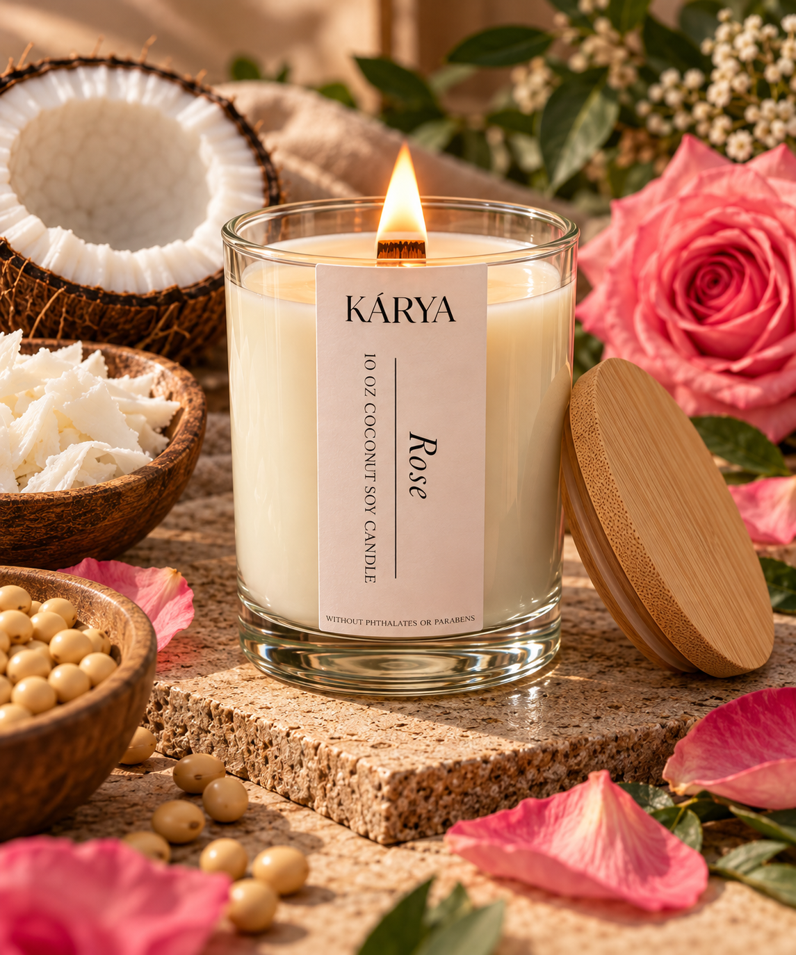 Coconut Soy Candle ROSE 10oz