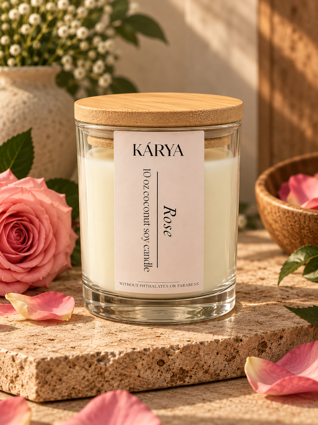 Coconut Soy Candle ROSE 10oz